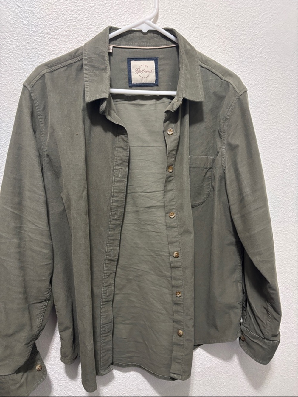 Olive Green Button-Up Shirt - Soft Lightweight Layer